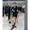Casual Dresses Yuerwang Women Dress 2024 Spring Fashionable V Neck Oregelbundet hem svart stickat mode vintage Slim Thin Mini