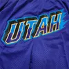 Basketball Shorts UTAH Four Pocket Zipper Sewing Embroidery HighQuality Outdoor Sport Beach Pants Purple Elastic 240416
