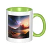 Tasses hyperreal sunrise starscape café salon salon lisse tasse de carrosserie sur le table