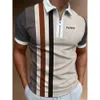 2023 Polo shirt voor mannen zomerheren tops dagelijkse korte mouw gestreepte golfvlakte kleding shirts turn kraag zippers tee 240419