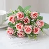 Decorative Flowers 30CM Silk Artificial Small Bud Rose Bouquet For Christmas Wedding Bridal Home Indoor Decoration Diy Accessories