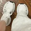 Casual Shoes Round Toe Mesh Shallow Mouth Cross Lace Fashion Women's Thick Sole Wear-resistant Comfortable Running Sneakers