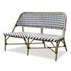 Pillow Outdoor Restaurant Cafe Patio Garden Furniture Woven Plastic Rattan Bistro Long Bench Lounge Chair