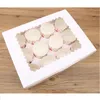 Take Out Containers Cupcake Boxes With Window White 12 Cavity Container Holder Cover Windowed Stand