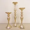 Candele Golden Silver Metal Candlestick Flower State Table Centrotavola Event Event Rack Road Lead Wedding Decor