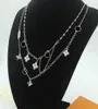 Luxury designer jewelry pendant charm necklace bracelet letter four leaf floral belt diamond double layer necklace with diamond ch5758085