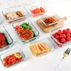 Zabudowa stołowa 10pcs szklane pojemniki do przechowywania do posiłku przygotowujące na lunch i kontrolę porcji Akcesoria kuchenne 5x34oz 5x12 un