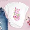 T-shirt féminin Plus taille Femme Graphique Aquarement Aquarement Pares de pastèle Carton de fruit court Slve Tops imprimés Lady Ts Vêtements Wear T-shirt Y240420