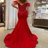 Sukienki imprezowe Czerwony syrena w szyku w szpic wieczór poza ramionami Sashes Satin Lace Peating Firee Forbon Suknie dla kobiet Rob Rob.