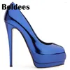 Dress Shoes Hoge kwaliteit platform Blue Black Women Sexy Peep Toe dunne hakken kantoor dame feest trouwvrouw