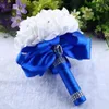 Bouquet de mariage Crystal Pearl Silk Roses Bridal Bridesmaid Hand Artificial Fake Flowers 240407