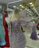 Sukienki imprezowe Specjalne projekt liliowy fioletowe pióra długie syrena wieczór Dubai kryształy oszałamiające wydarzenia suknie maxi vestidos kobiety