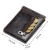 Clips CONTACT'S Crazy Horse cowhide leather RFID money clip slim card wallet trifold male cash clamp man cash holder zip coin pocket