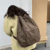 Ryggsäckar vintage ryggsäck för kvinnor canvas kvinnor ryggsäck blixtlås casual medelkapacitet preppy stil kvinnlig väska