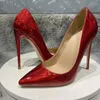 Dress Shoes Tikicup Glossy Dark Red Women Pointy Toe High Heel Wedding Bridal Sexy Ladies Slip On Stilettto Pumps Plus Size 33-45