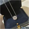 Colliers de pendentif Collier de luxe Soletes Esigner S925 Sterling Sier Shinning Round Zircon Charm Chaîne courte avec Box Party GIF DHB7U