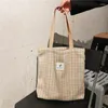 Sacchetti donne in tela di lana sacchetti vintage a quadri femmina casual tote in stoffa morbida borse da donna spalla a strisce a strisce per gils