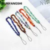 Decorative Figurines Phone Chain Hanging Natural Stone Crystal Gravel DIY Key Buckle Mobile Pendant Healing Gemstone Cord Rope