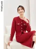 Robes de travail Sentubila Jupe tricotée en deux pièces Femmes 2024 Spring Automn Red Cardigan Veste Top Woman Elegant Midi Jirts Set W33Z51901