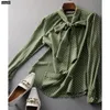 Damesblouses groen 2024 vrouwen herfst lange mouw elegante kantoor dame werk button shirt casual veter stropdas tops en