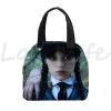 Väskor onsdag Addams Lunch Bag Bento Thermal Isolated Pouch Boys Girls School Snacks Outdoor Food Container Handväskor Cooler Box