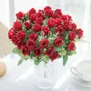 Flores decorativas 1 PC Seda Artificial Pequeño Bud Rose Bouquet para Navidad Boda para nupcados Decoración de interiores Decoración de regalos de bricolaje