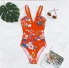 Frauen Badebekleidung 2024 Sexy One -Stück Badeanzug Frauen Schub auf Monokini Eintauchung Badeanzug Blumenbodysuit Strand tragen weiblich