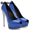 Dress Shoes Hoge kwaliteit platform Blue Black Women Sexy Peep Toe dunne hakken kantoor dame feest trouwvrouw