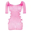 Sexy Female Dress Sleepwear Long Sleeve Clothes Ladies Summer Fishnet Short Net Skirt Lingerie Women 240419