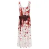 Casual Dresses Ladies 'Halloween Bloody Print Party Round Neck Sexig ärmlös klänning