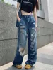 Jeans jeans alien kitty hole donne sciolte estate vintage direttamente quotidianamente