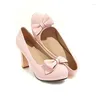 Casual Shoes Ladies High Heels Elegant Bow Round Toe Shallow Mouth Sandals Fashion Women's Pumps Thick Heel Wedding Party Office Shoe