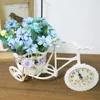 Flores decorativas decoración de la oficina en el hogar relojes artificiales bicicletas canasta de flores set de seda para la fiesta de boda flores de escritorio interior