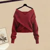 Casual Dresses Two-Piece Women's Sweater Fall och Winter Stick Set Set Mid-Längd Elegant Slimming