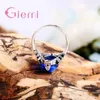 Cluster ringen snel 925 Sterling Silver Women Sieraden met heldere blauwe kubieke zirkonia -accessoires als verjaardagscadeau