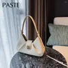 Shoulder Bags Ins Chic Design Adjustable Straps Armpit Bag Beige Split Cow Leather Women Handbag Street Satchel Hobo Tote