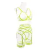 SETS SEMPLES Mesdames Nude Color Edge Underwear Crisscross Bandage Metal Backle Splicing Lingerie Femelle Transparent Sexe