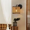Wall Lamps Chinese Style Rattan For Living Room Porch Bedroom Bedside Lamp Dining Homestay El Corridor Sconce Luminaires