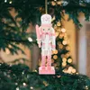 Decorative Figurines 4 Pcs Nutcracker Pendant Xmas Ornament Wooden Nutcrackers Walnuts Table Decor Soldier Desktop Set Figures