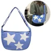 Shoulder Bags Women Canvas Messenger Bag Versatile Star Adjustable Strap Pentagram Satchel Zipper Tote Student Book