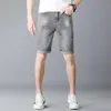 Heren jeans ontwerper live uitzending 2022 nieuwe zomer bijgesneden jeans heren slanke rechte korte broek groot merk grijs x1b0