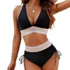 Nailwear féminin Été Femme Bikini Set V-Neck Bra High Waist Side TrawShip Swimming Trunks Séchage rapide