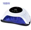 Nagellampa 168W High Power Gel Lamp 54 LEDS UV -lampa Fast Curing Nail Dryer med Big Room och Timer Smart Sensor Nail Tools6951092