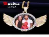 Gold Custom Made Po With Wings Medallions Necklace Pendant 4mm Tennis Chain Cubic Zircon Men039s Hip Hop Jewelry 75x55cm2899056