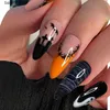 Falso unhas 24pcs Curto Falido Patch Halloween Pumpkin Ghost Bat impresso Fake Nail Capa completa capa de acrílico artificial vestível Dicas Y240419 Y240419