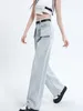 Jeans pour femmes coréen au printemps automne Fashion Fashion 2024 High Waist Fmotping Straight Denim pantalon Y2K Cargo Streetwear Pantal