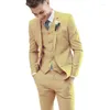 Men's Suits Men 3 Pieces Light Green Fashion Wedding Tuxedos Notched Lapel Groom Formal Wear Slim Fit Blazer Jacket Vest With Pants
