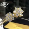 Klassisk mossanit smycken skruva tillbaka solid 14k guld sier 15mm VVS Moissanite Flower Stud örhängen