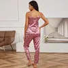 Kadın pijama set seksi saten cami üst pantolon bayanlar için pijamalar pijama seti pijama femme nightwear v boyun salonu 240410