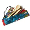 Ensembles de vaisselle en bambou Ensemble de couverts de couverts avec sac et chute de pinceau à la maison jardin de cuisine barre à manger DHI43